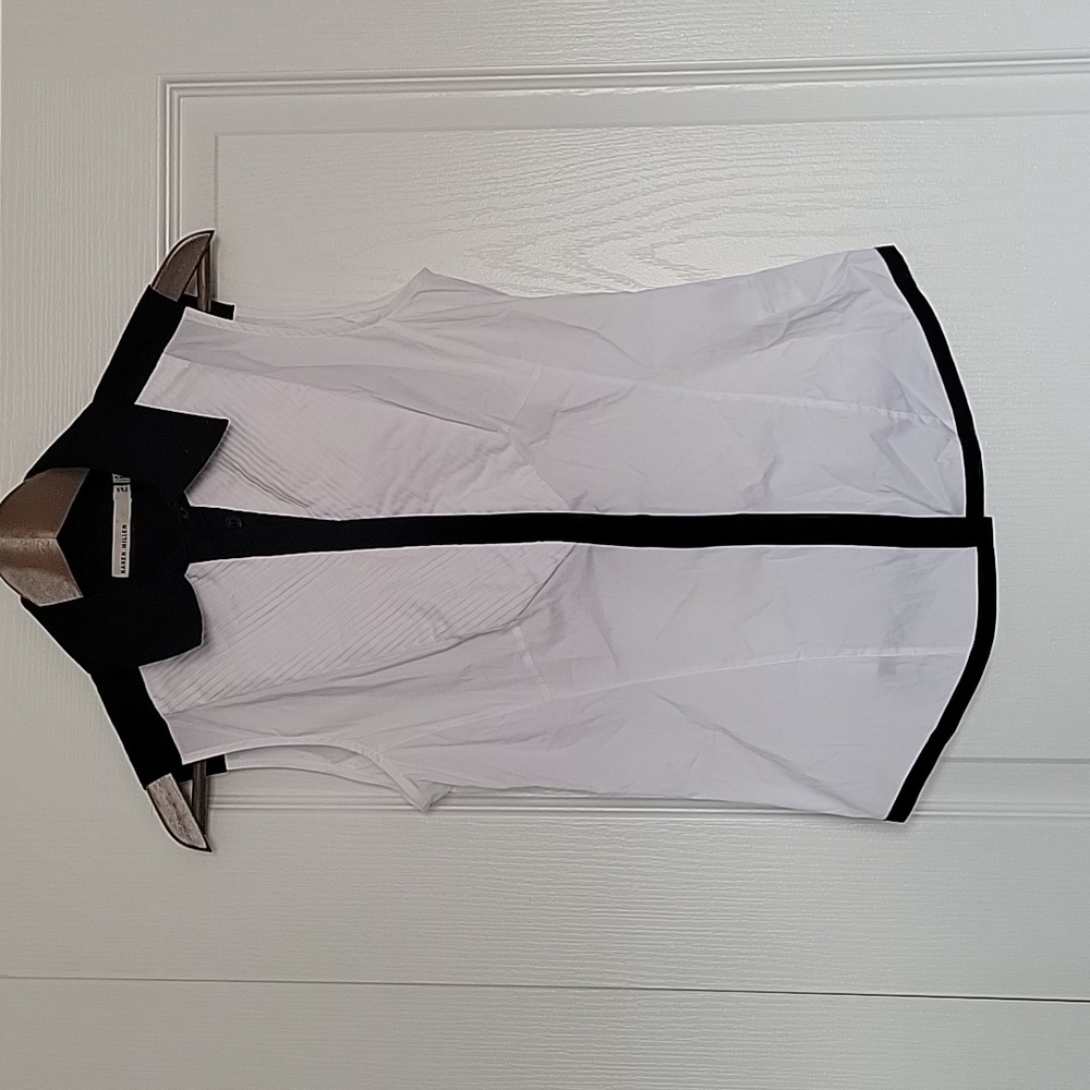 NWT Karen Millen Fitted Tuxedo Sleeveless Button Up Collared Blouse